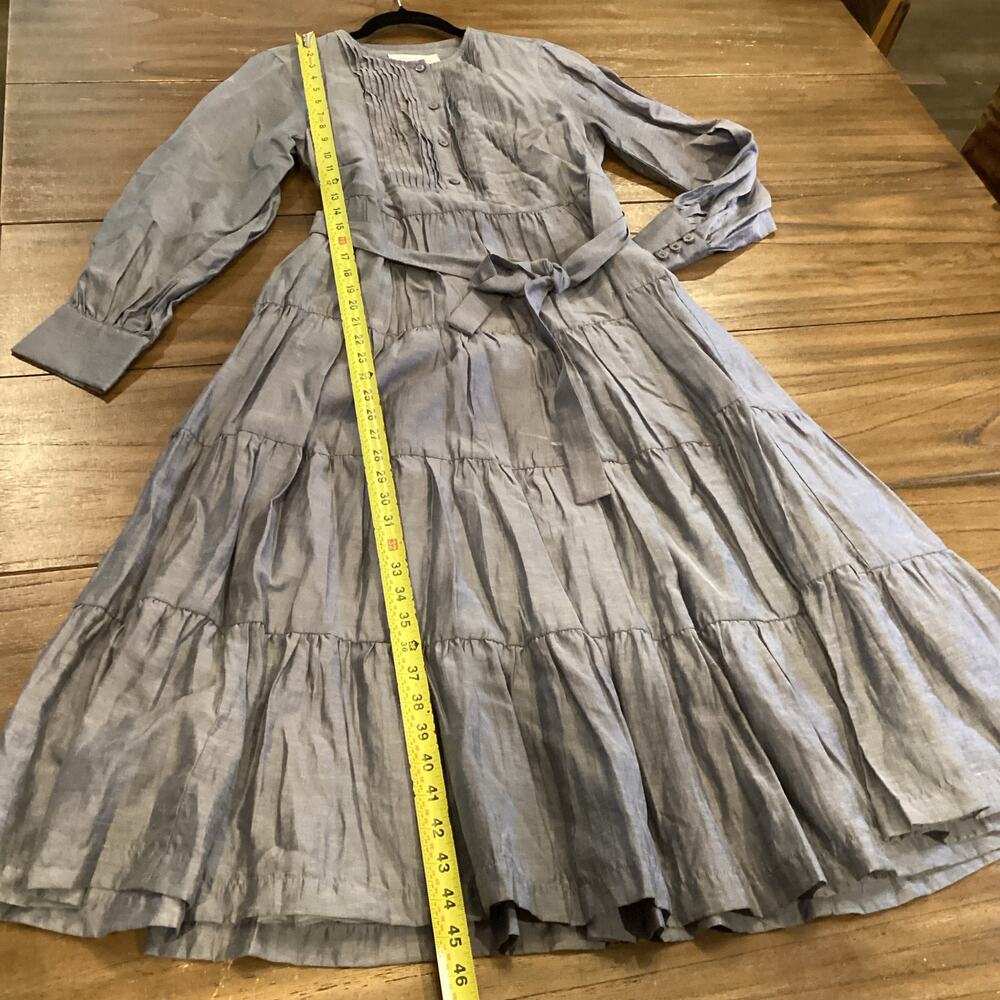 ANTHROPOLOGIE MARE MARE Agosta Tiered Belted Maxi praire boho long sleeve Dress - Picture 5 of 10